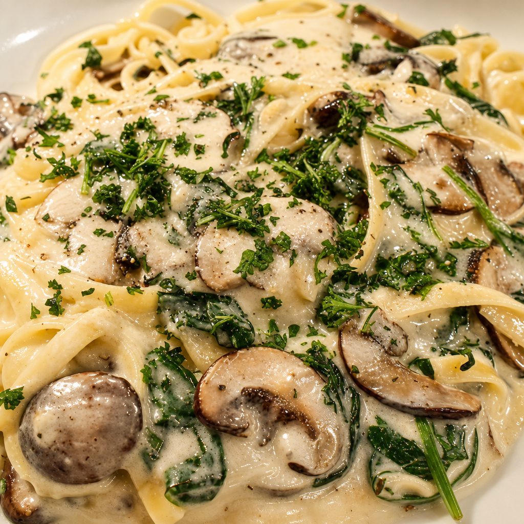 Mushroom Spinach Alfredo.